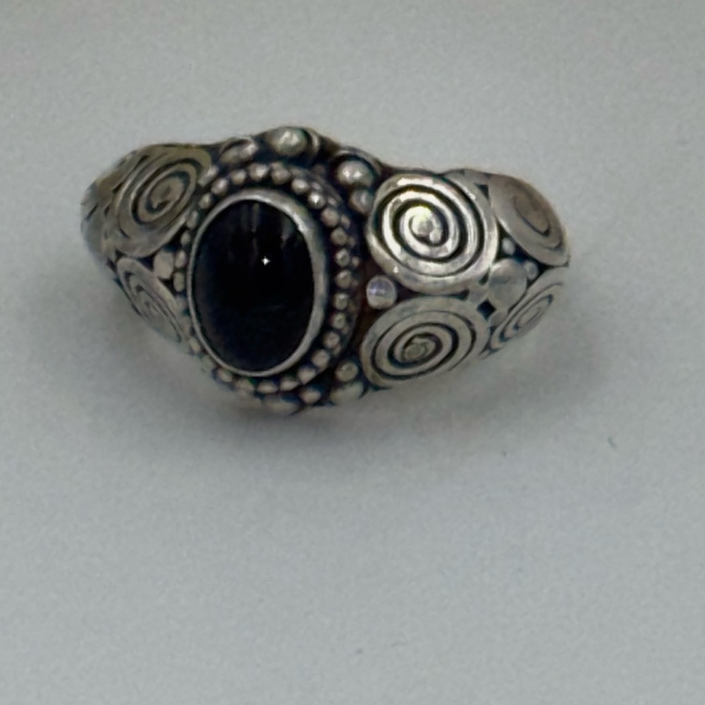 Sterling Silver Black Onyx Oval Ring - Elegant Women's Statement